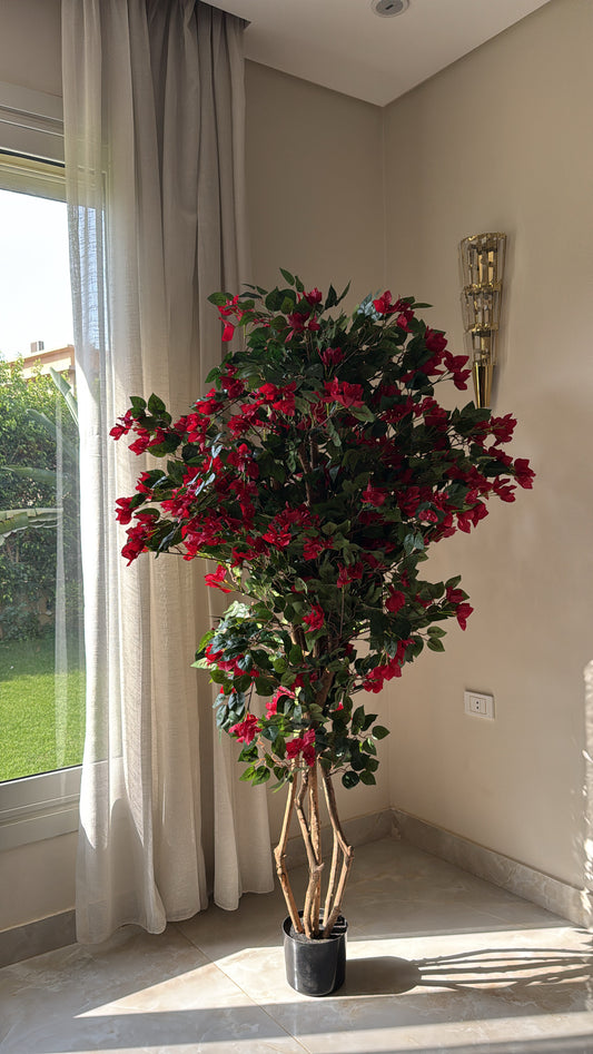 Artificial Red Bougainvillea Tree | 2M Tall | Indoor & Outdoor Decor (Without Pot)