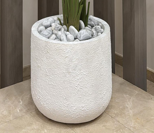 Luxurious Handcrafted Pot | 40x40 cm | Pristine White | Textured Finish