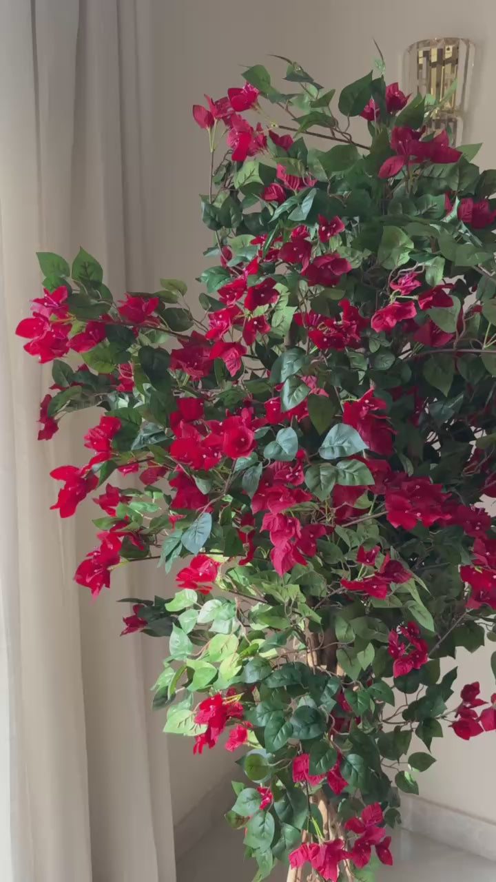 Artificial Red Bougainvillea Tree | 2M Tall | Indoor & Outdoor Decor (Without Pot)
